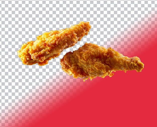 two fried chicken wings are shown in the image