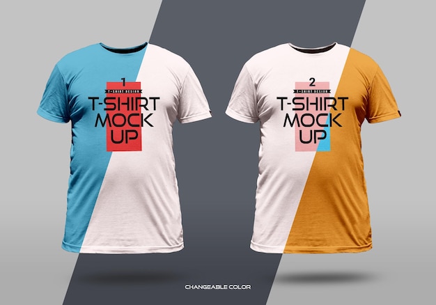 two front view t shirt model wearing mockup with changeable color