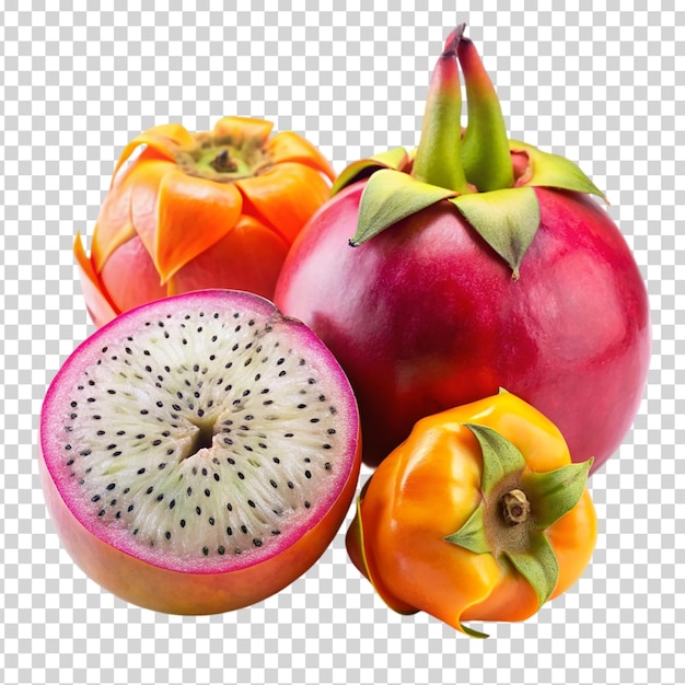 Two fruits one cut in half