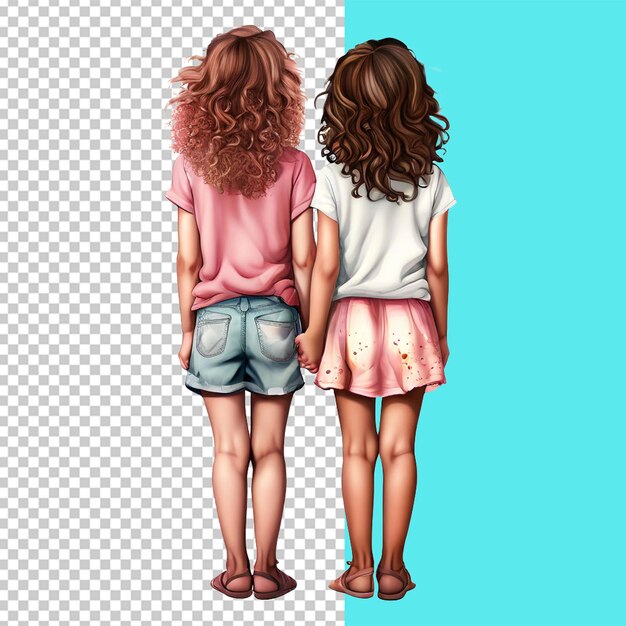 PSD two girls besties for life full body back side