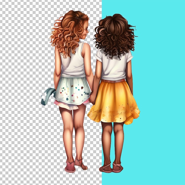 PSD two girls besties for life full body back side