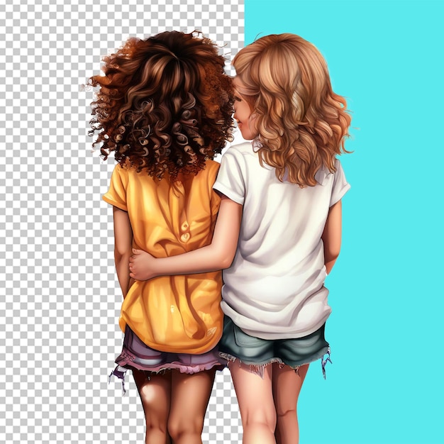 PSD two girls besties for life full body back side