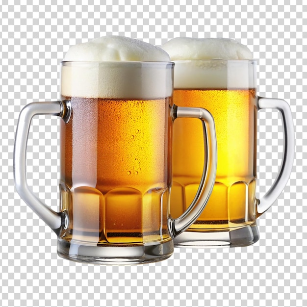 Two glasses of beer on transparent background