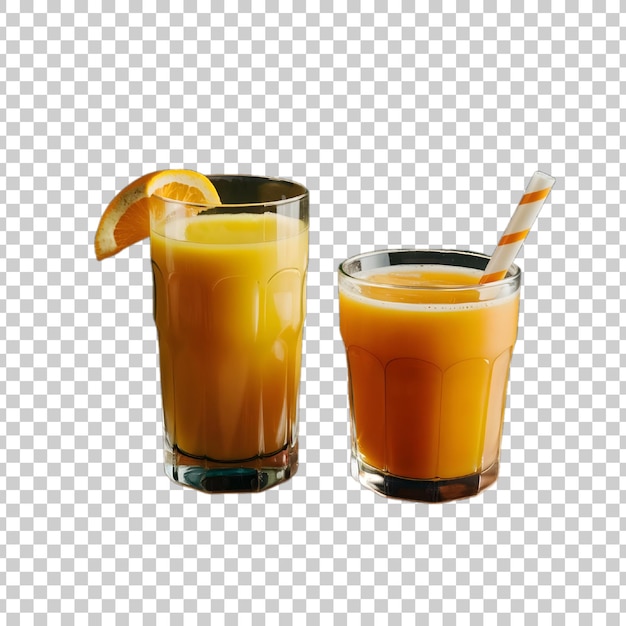 PSD two glasses of orange juice with a slice of lemon on the left