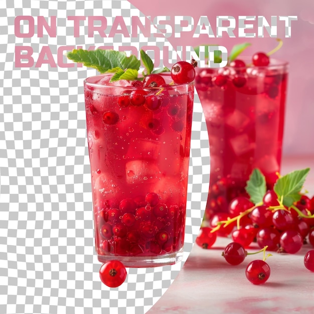 two glasses of red liquid with berries on them