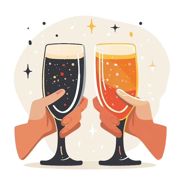 PSD two glasses together in celebration on transparent background ai generate illustration