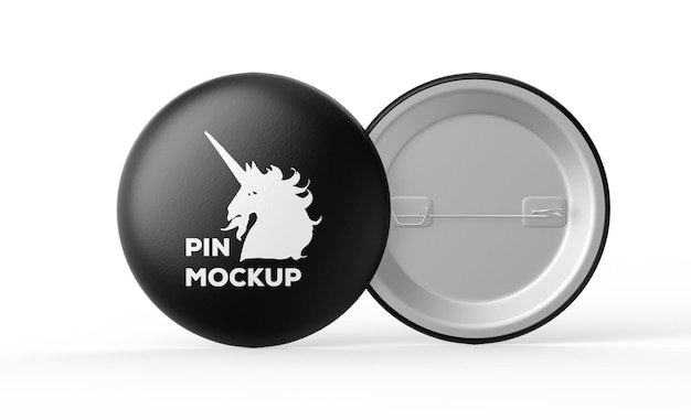 PSD two glossy button pins mockup