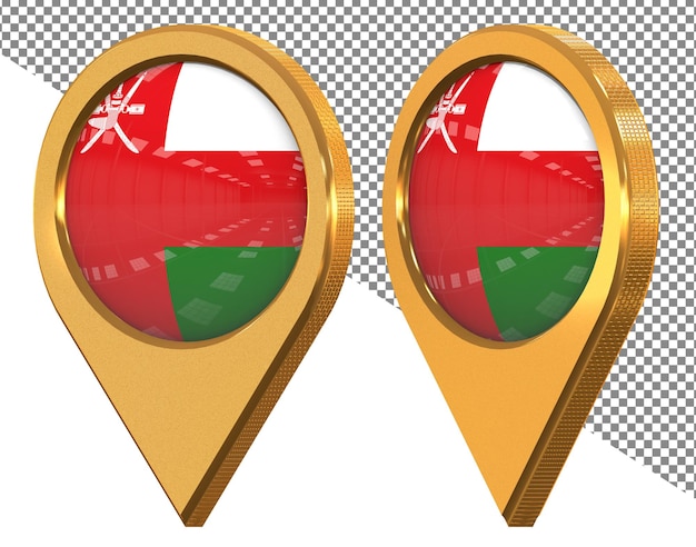 Two gold colored pins with the red and green colors of the flag.