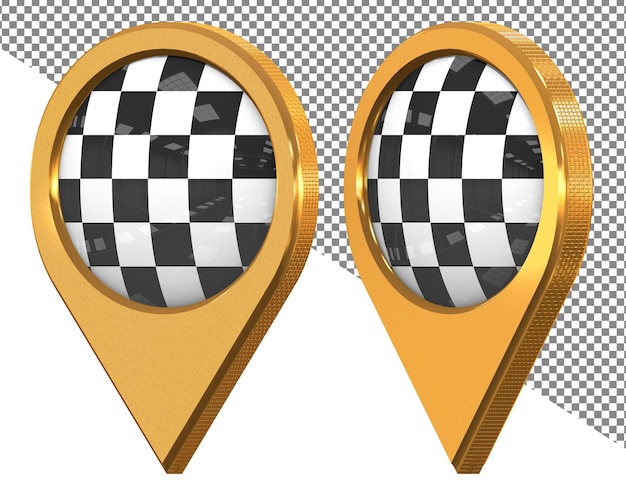 Two gold pins with black and white checkered on them.