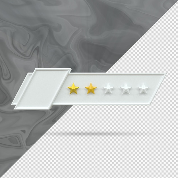 Two gold star rate review customer experience quality service excellent feedback concept 3d render