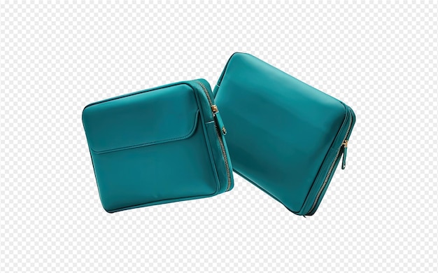 PSD two green suitcases with a zipper on a transparent background