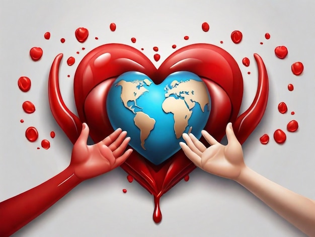 two hands hold a heart with the world on them