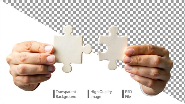 PSD two hands holding puzzle pieces almost touching