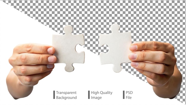 PSD two hands holding puzzle pieces together