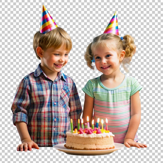 PSD two kids with birthday cake