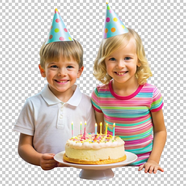 PSD two kids with birthday cake