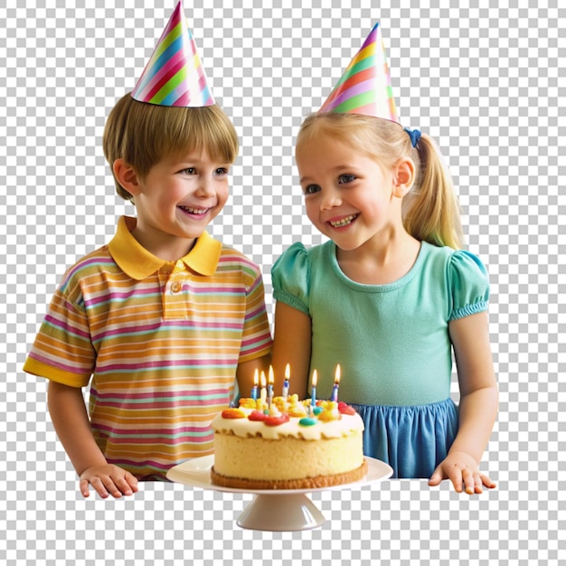 PSD two kids with birthday cake