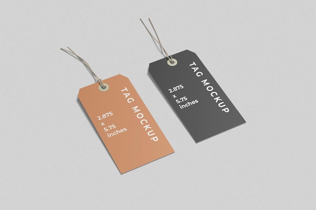 Two label tag mockups high angle view