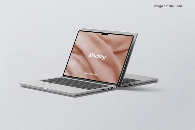 Two Laptop Mockup side view angle