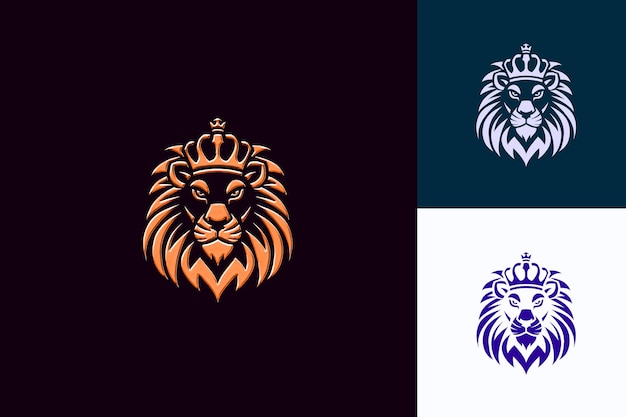 PSD two lion head on a black background with a crown