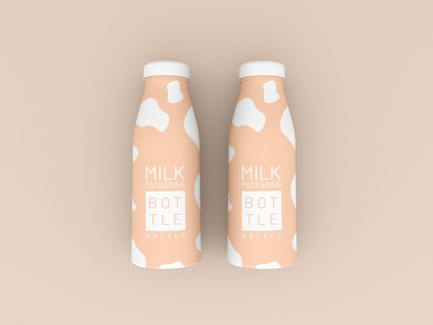 Two milk bottle packaging mockup