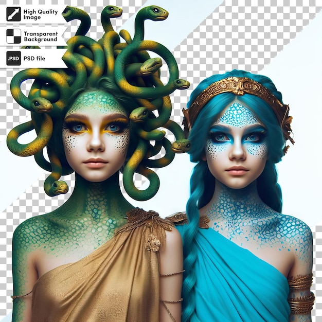 two model models with a mermaid head and a mermaid head