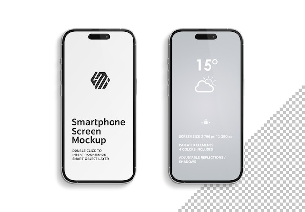 Two modern smartphones on isolated background Mockup