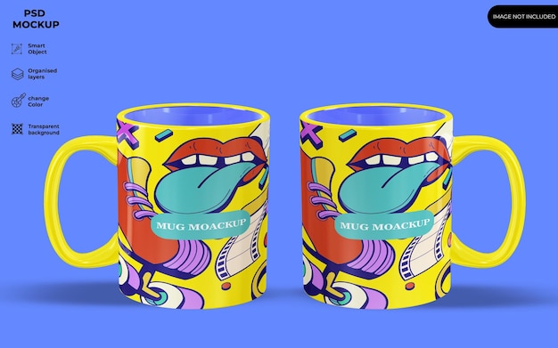 Two mugs mockup and editable background