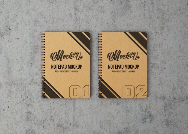 Two notebooks top view mockup