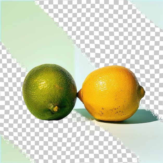 PSD two oranges are on a table with a white and black background