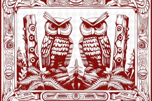 PSD two owls with a red background and the words quot owls quot on the right