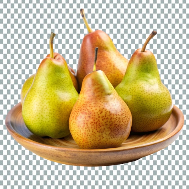 PSD two pear in black plate isolated on transparent background