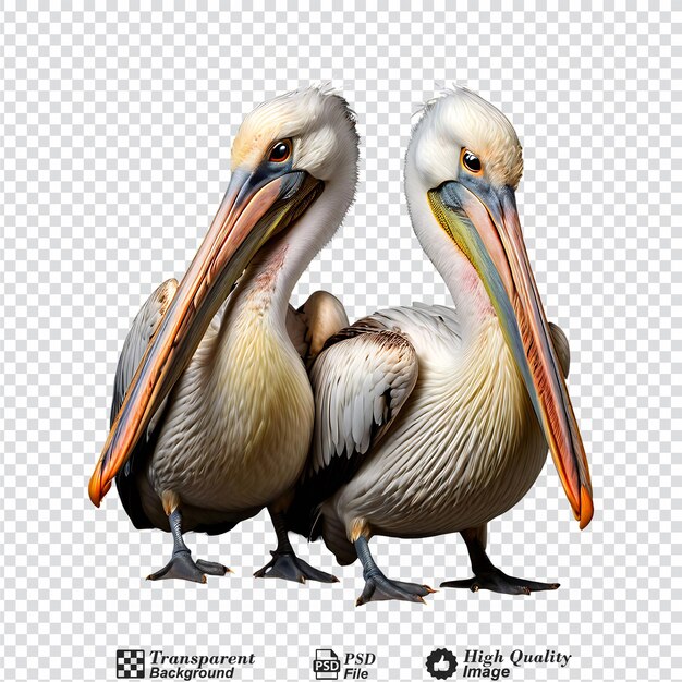 two pelicans isolated on transparent background