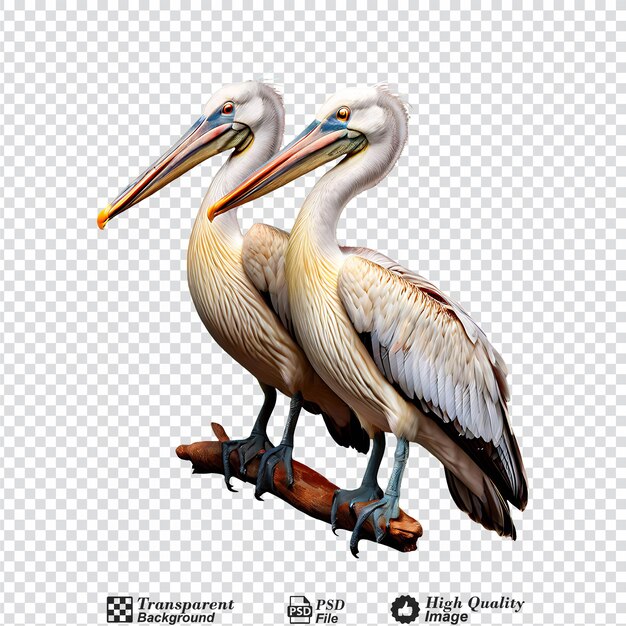 two pelicans isolated on transparent background