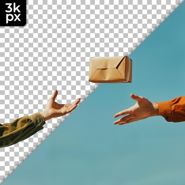 PSD two people are reaching for a box that says  x2