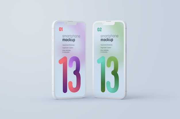 PSD two phones with the number 13 on them