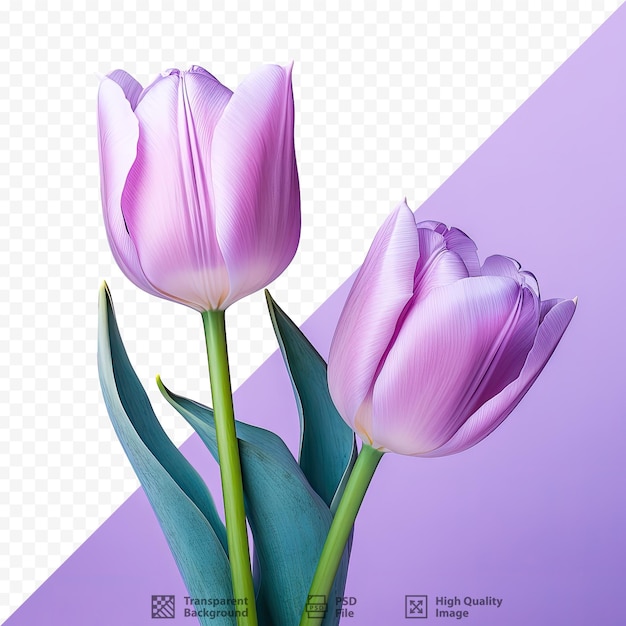 two pink tulips with a white background.