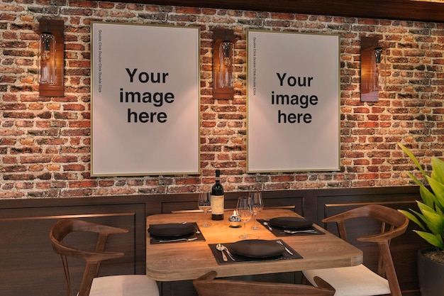 Two posters on a wall that say your image here