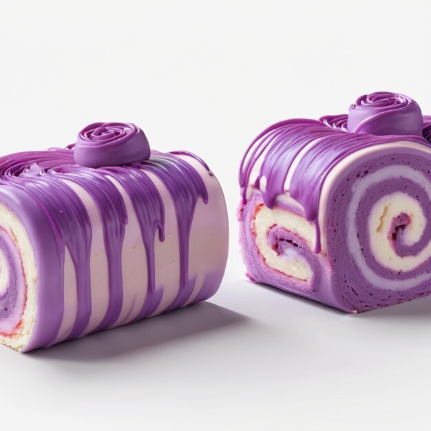 PSD two purple and white rolls of a purple and white lollipop