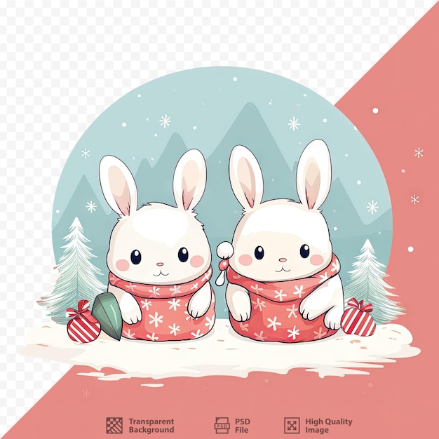 two rabbits with a christmas card that says " rabbit holidays " on the front.