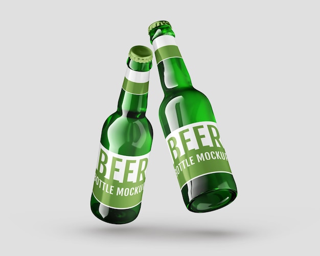 Two Realistic Beer Bottle Lable Mockup