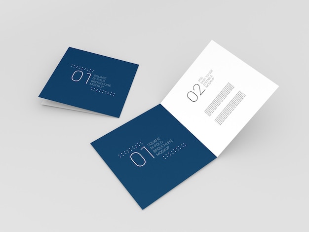 Two Realistic Square bi-fold brochure mockup