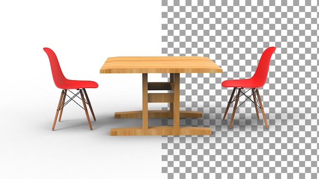 Two red nordic chair with shadow 3d render