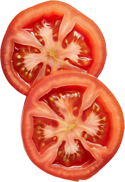 two red tomatoes isolated on white background