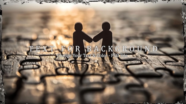 Two Silhouettes Holding Hands on a Puzzle Background