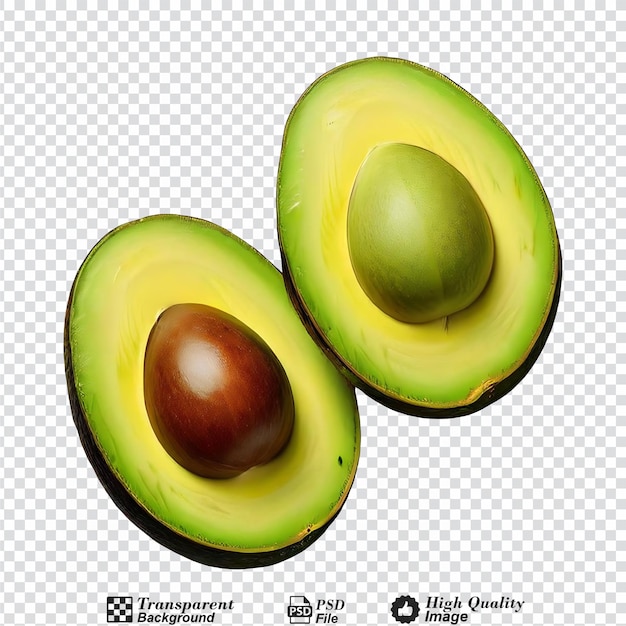 two slices of avocado or isolated on transparent background