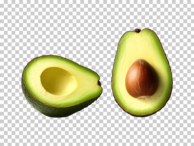 Two slices of avocado isolated on white or transparent background png