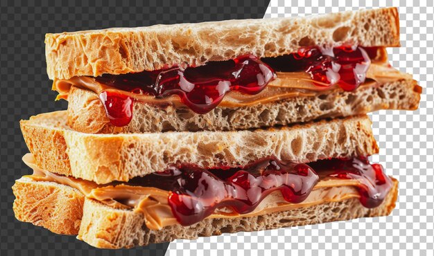 PSD two slices of peanut butter and jelly sandwich cut out stock png