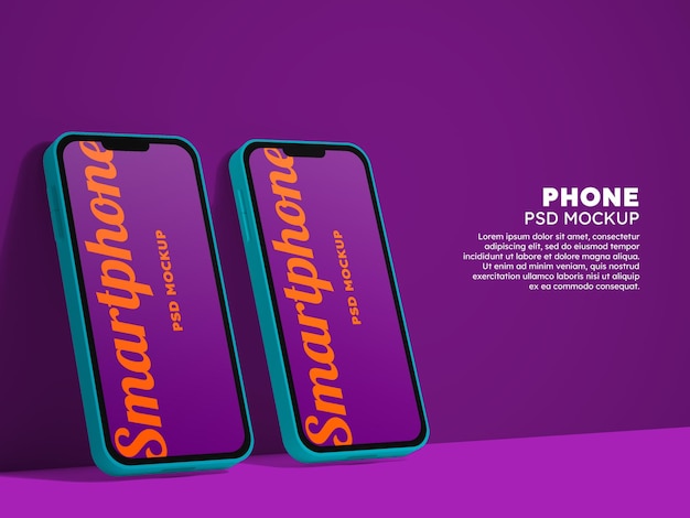 Two Smartphone Mockup with 3D modeling