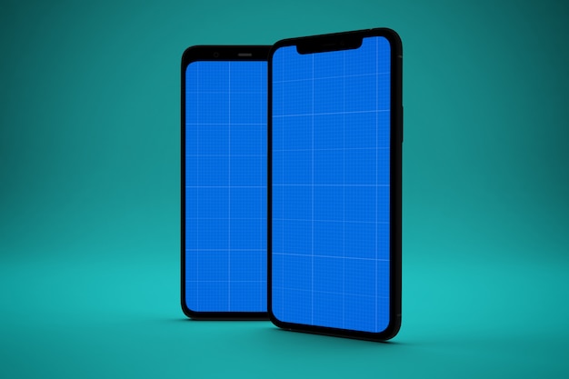 Two smartphones with mockup screen